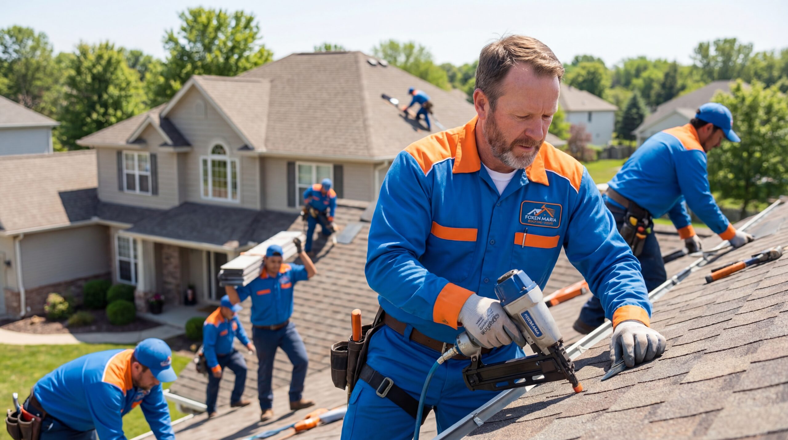 Residential Roofing Crew at Work in Santa Maria CA